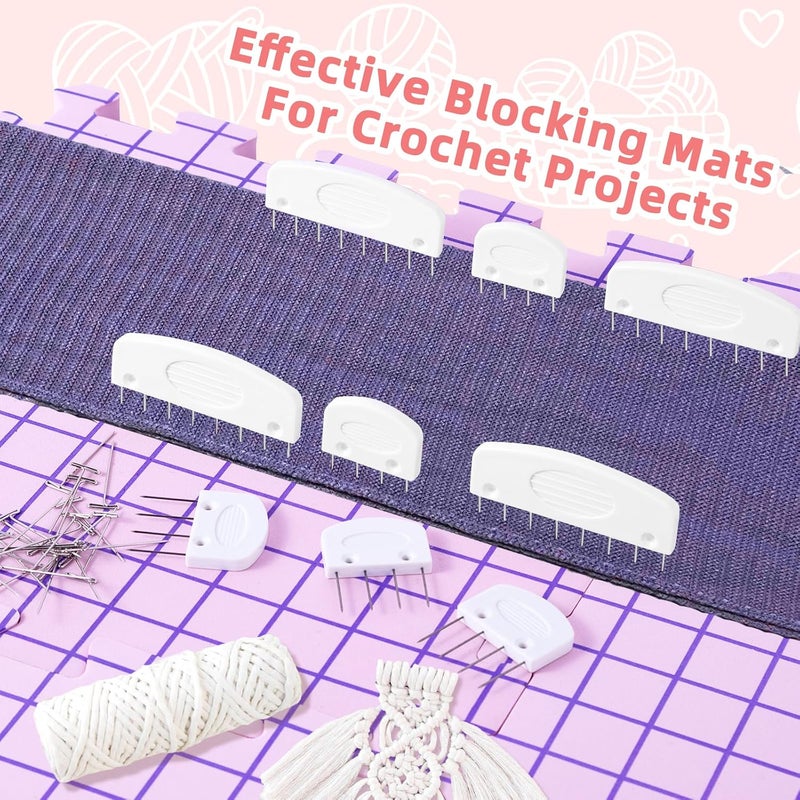 Opstin Knitting Blocking Mats and Pins, Interlocking Blocking Boards for Crochet Projects 0.75'' Extra Thick Blocking Mats with 150 T-Pins and Storage Bag - Image 2